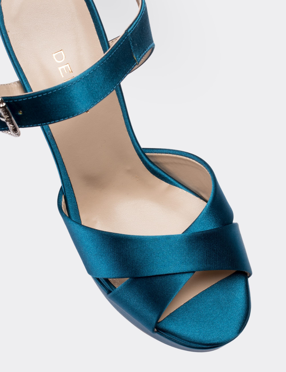 Mavi Saten Abiye Topuklu Kadın Ayakkabı - C0700ZMVIM01