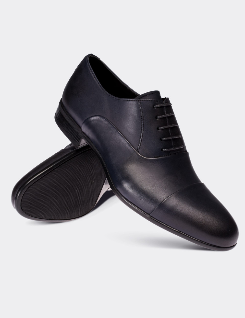 Hakiki Deri Lacivert Klasik Erkek Ayakkabı - 01590MLCVC01