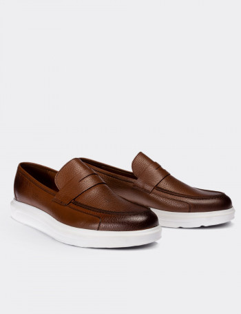 Hakiki Deri Taba Rengi Comfort Erkek Loafer - 01564MTBAP03
