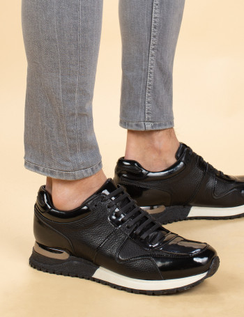 Hakiki Deri Siyah Spor Erkek Ayakkabı - 01522MSYHT03