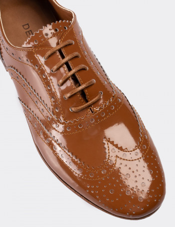 Hakiki Deri Kahverengi Kadın Oxford Ayakkabı - 01418ZKHVC02