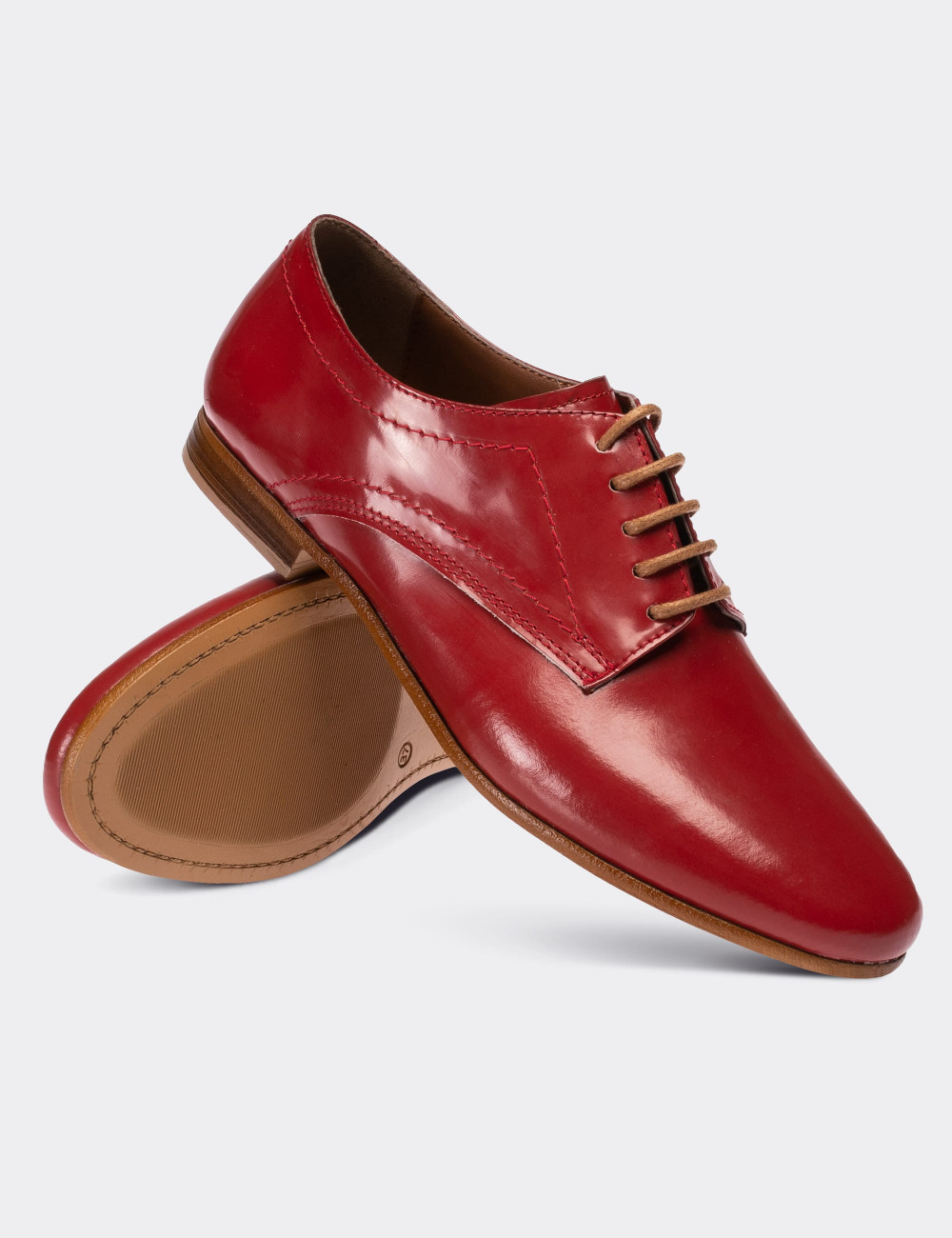 Hakiki Deri Kırmızı Günlük Kadın Ayakkabı - 01430ZKRMC04