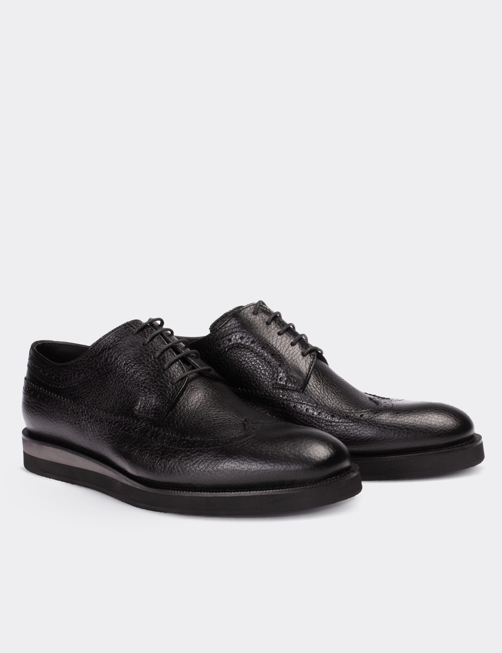 Hakiki Deri Siyah Günlük Erkek Ayakkabı - 01293MSYHE35