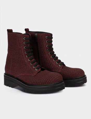 Hakiki Süet Bordo Kadın Postal Bot - 01814ZBRDE01