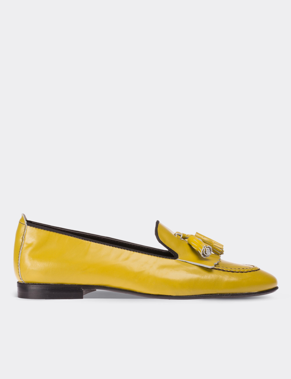 Hakiki Deri Sarı Loafer Kadın Ayakkabı - 01618ZSRIM02