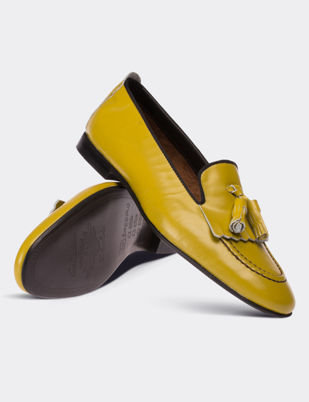 Hakiki Deri Sarı Loafer Kadın Ayakkabı - 01618ZSRIM02