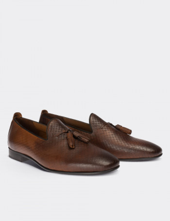 Hakiki Deri Kahverengi Erkek Loafer - 01702MKHVC05