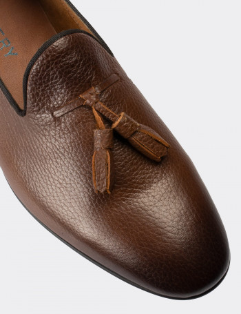 Hakiki Deri Taba Rengi Erkek Loafer - 01702MTBAC02