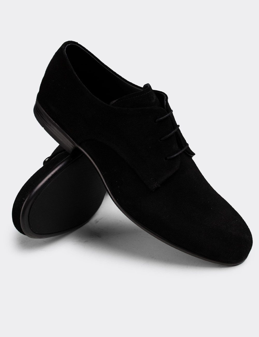 Hakiki Süet Siyah Klasik Erkek Ayakkabı - 01709MSYHC02