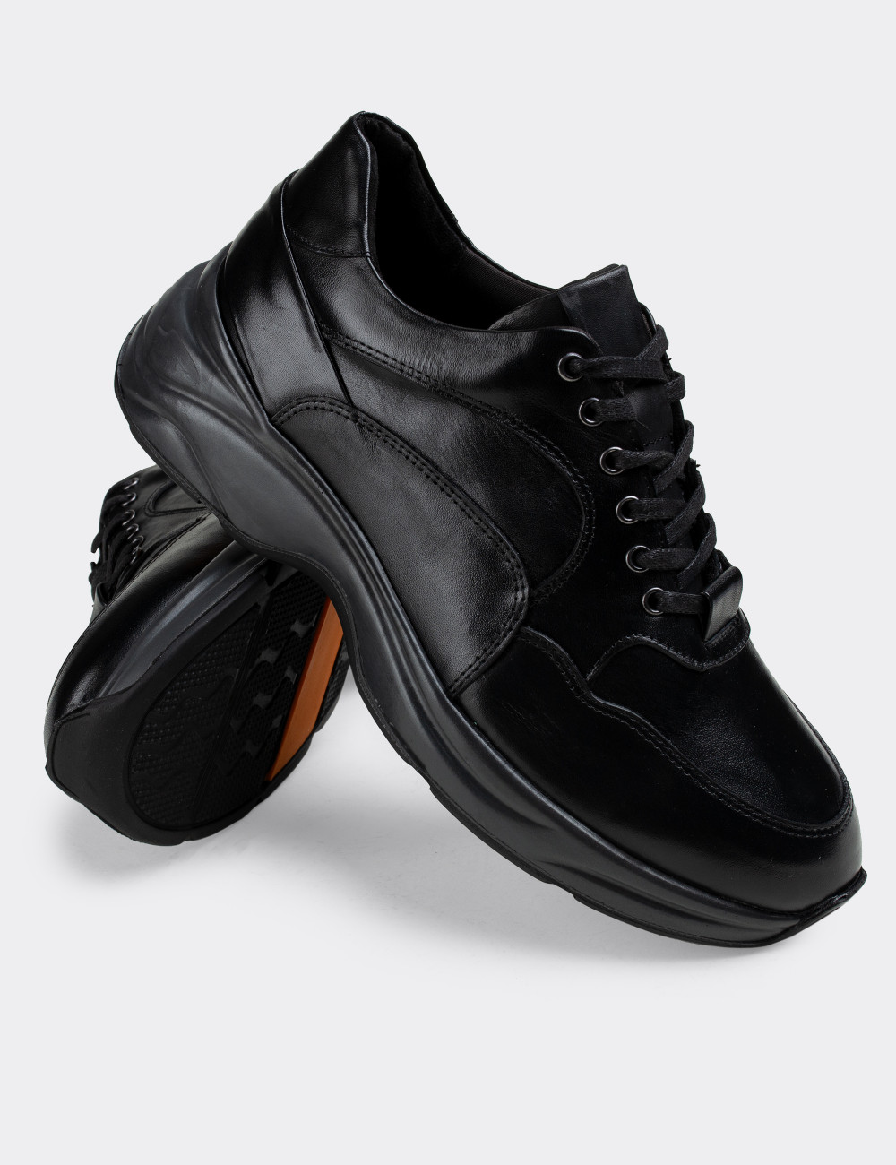 Hakiki Deri Siyah Erkek Sneaker Ayakkabı - 01817MSYHT01