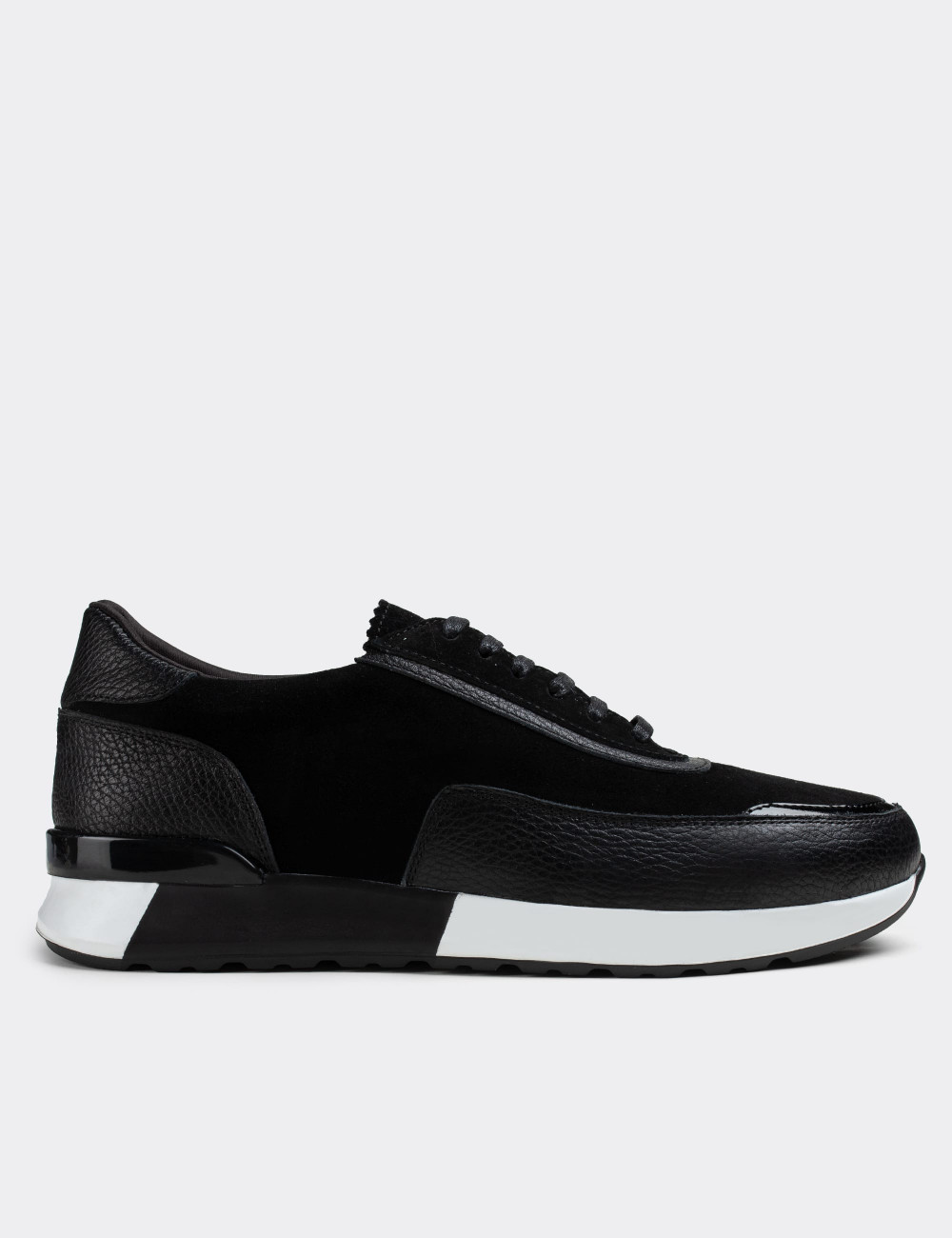 Hakiki Deri Siyah Sneaker Erkek Ayakkabı - 01819MSYHE02