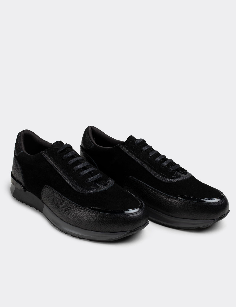 Hakiki Deri Siyah Sneaker Erkek Ayakkabı - 01819MSYHE01