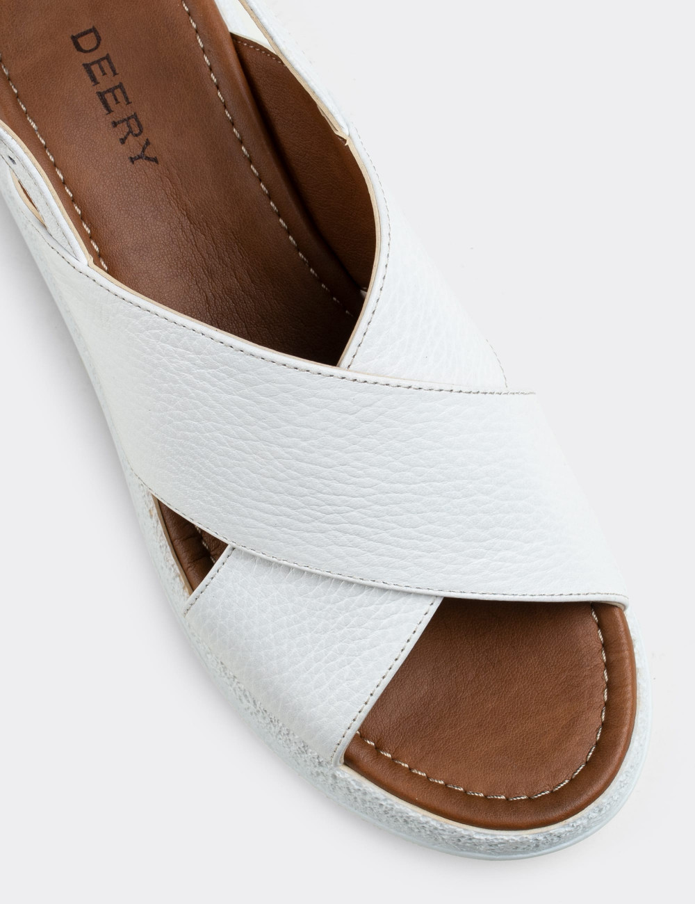 Hakiki Deri Beyaz Kadın Sandalet - E6175ZBYZP01