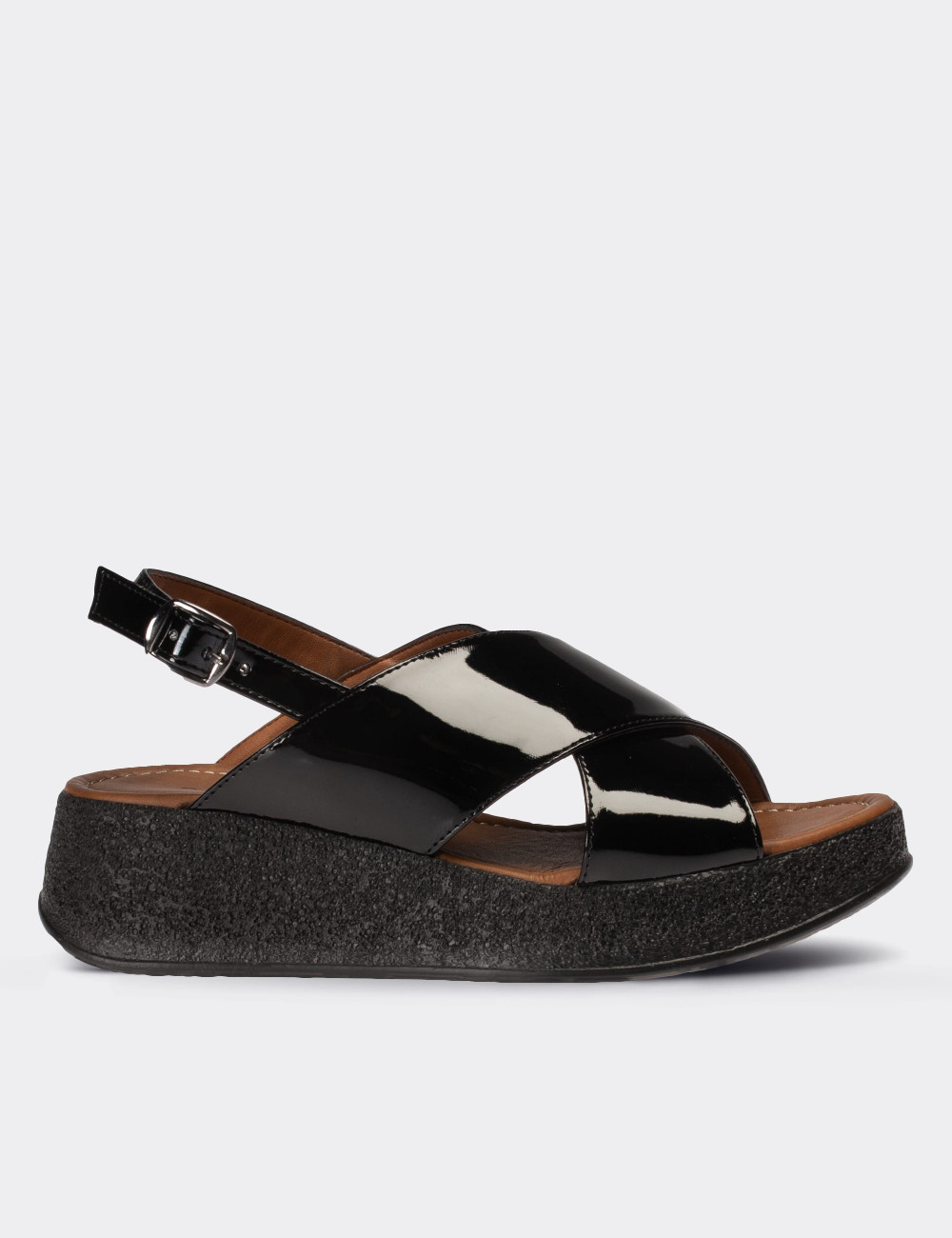 Siyah Rugan Kadın Sandalet - E6175ZSYHP02