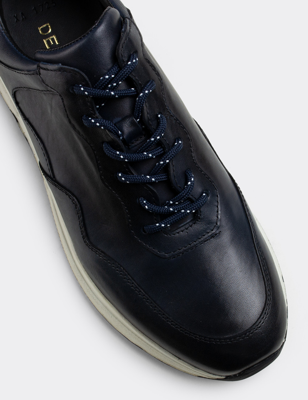 Hakiki Deri Lacivert Sneaker Erkek Ayakkabı - 01725MLCVP01