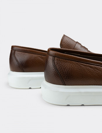 Hakiki Deri Taba Rengi Comfort Erkek Loafer - 01564MTBAP03