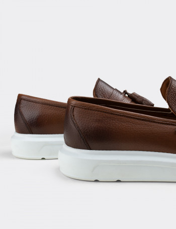 Hakiki Deri Taba Rengi Comfort Erkek Loafer - 01587MTBAP03