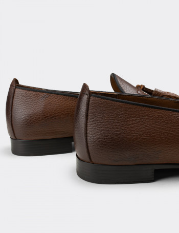 Hakiki Deri Taba Rengi Erkek Loafer - 01702MTBAC02