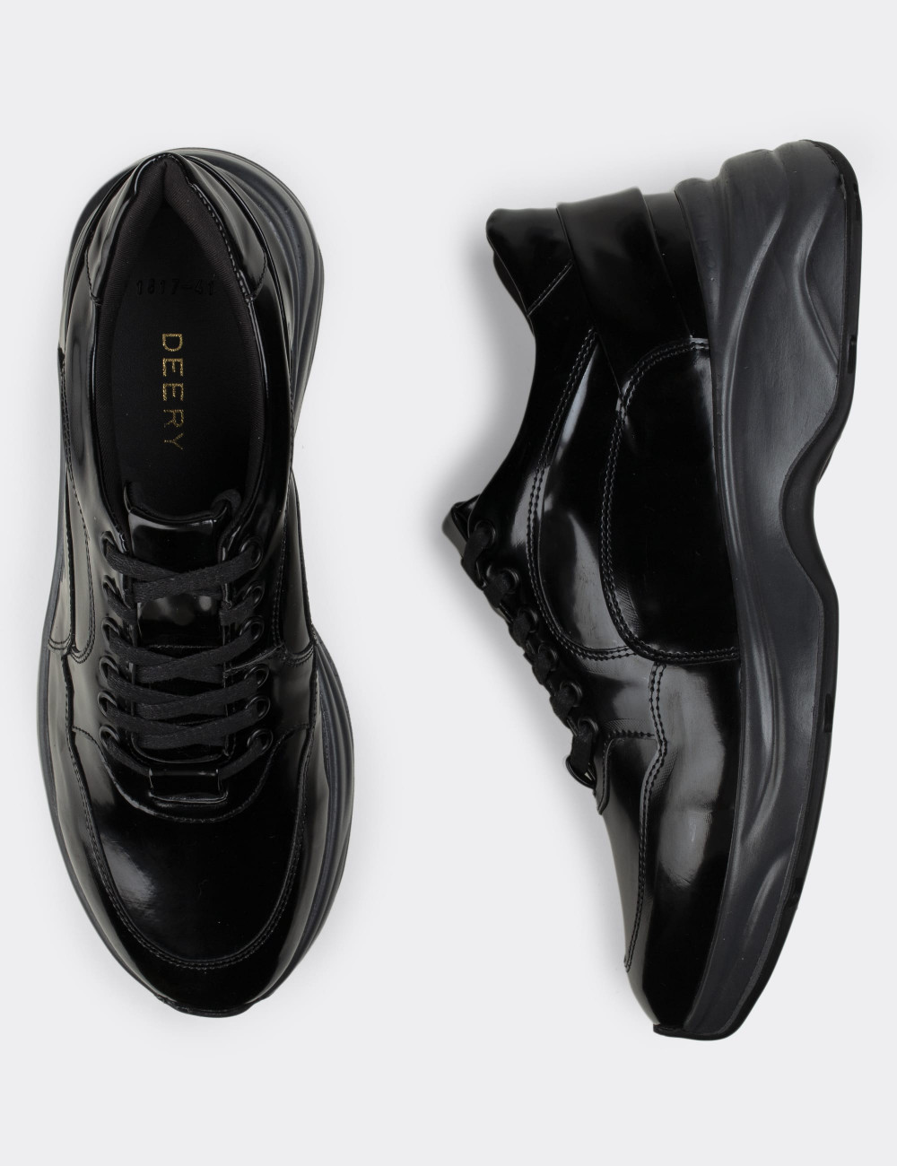 Siyah Açma Sneaker Kadın Ayakkabı - 01817ZSYHT02