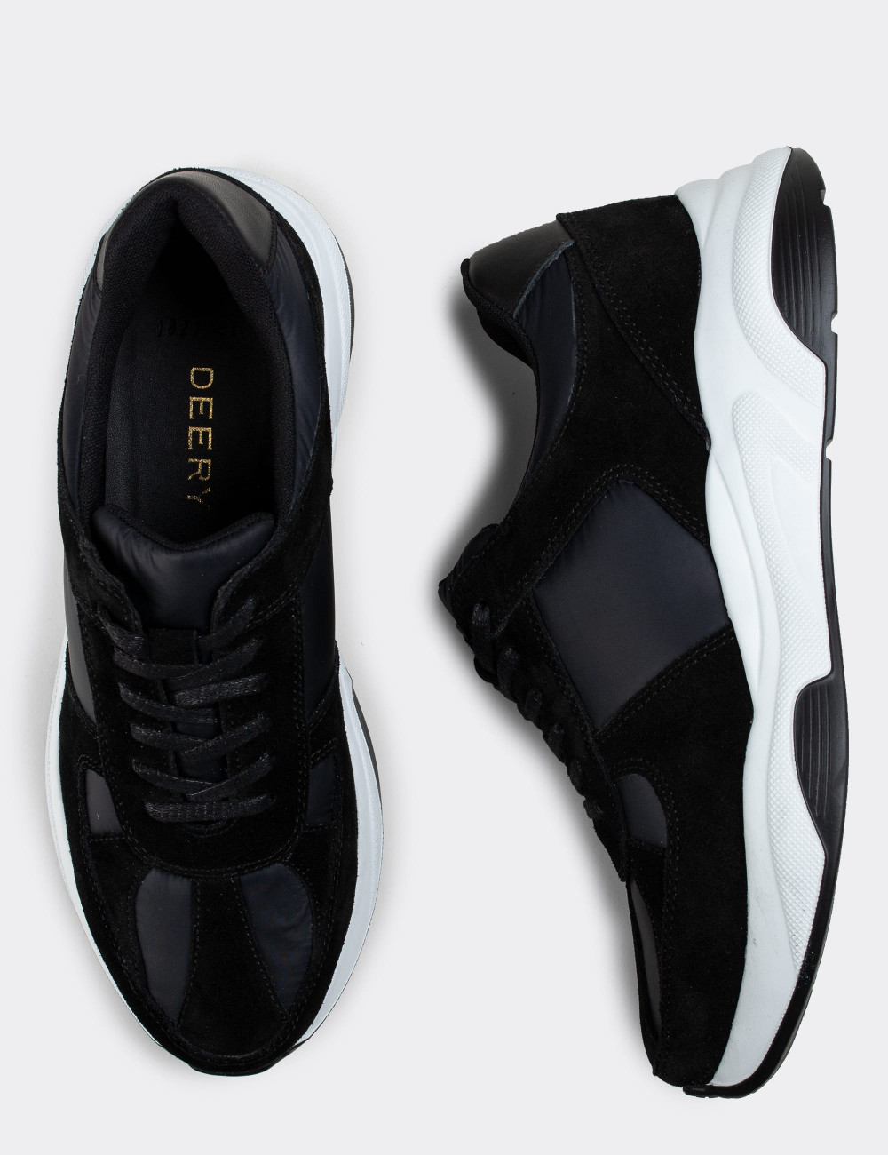 Hakiki Süet Siyah Sneaker Erkek Ayakkabı - 01821MSYHE01