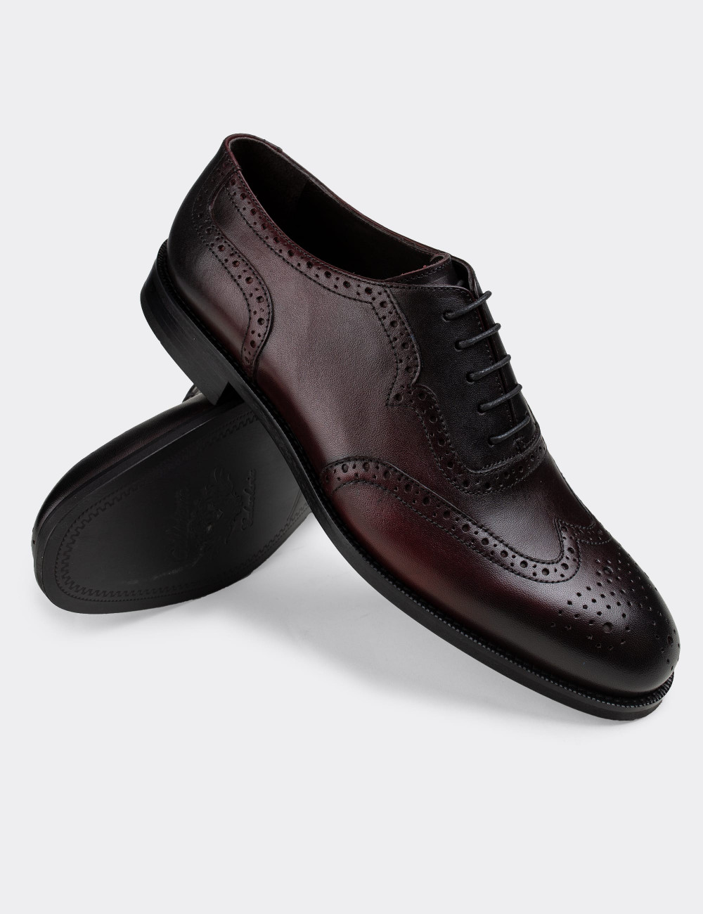Hakiki Deri Bordo Klasik Erkek Ayakkabı - 01676MBRDM01