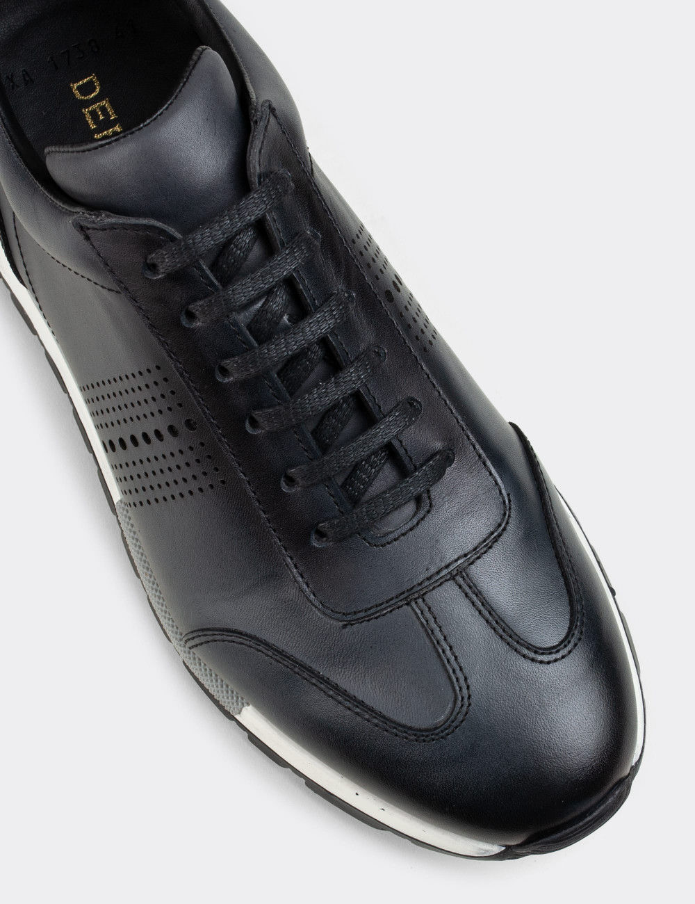 Hakiki Deri Gri Sneaker Erkek Ayakkabı - 01738MGRIT01
