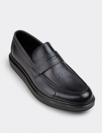 Hakiki Deri Gri Comfort Erkek Loafer - 01564MGRIP04