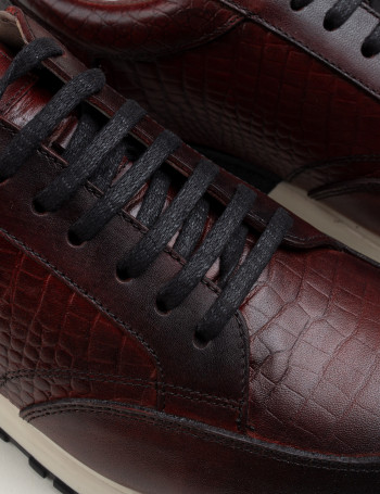 Hakiki Deri Bordo Spor Erkek Ayakkabı - 01632MBRDT02