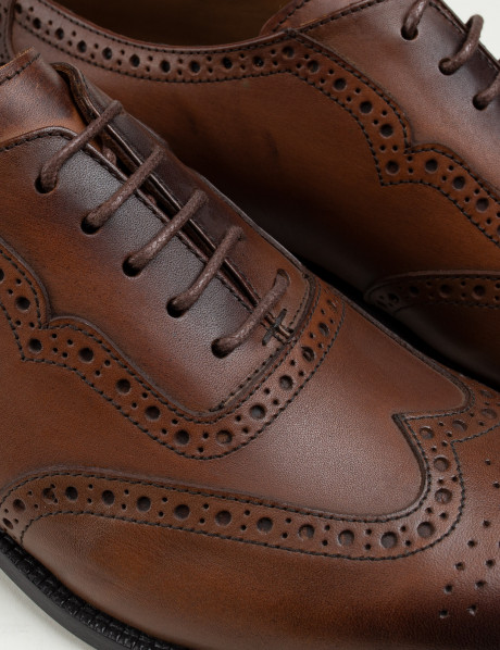 Hakiki Deri Taba Rengi Vintage Klasik Erkek Ayakkabı