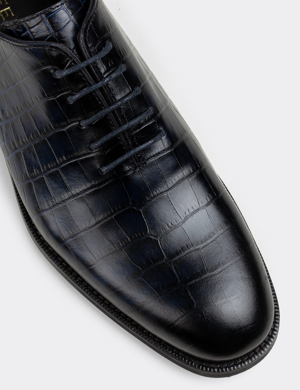 Hakiki Deri Lacivert Kroko Klasik Erkek Ayakkabı - 01830MLCVN01