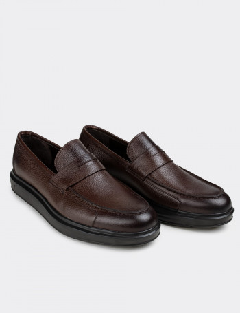 Hakiki Deri Kahverengi Comfort Erkek Loafer - 01564MKHVP04