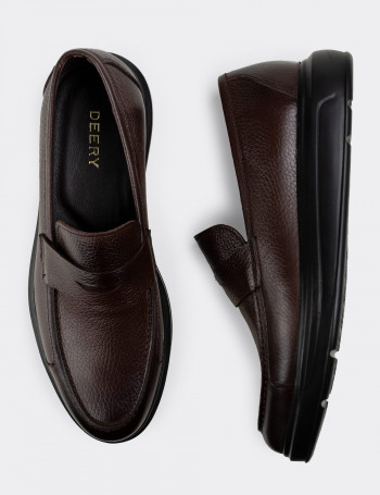 Hakiki Deri Kahverengi Comfort Erkek Loafer - 01564MKHVP04