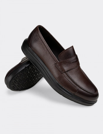 Hakiki Deri Kahverengi Comfort Erkek Loafer - 01564MKHVP04