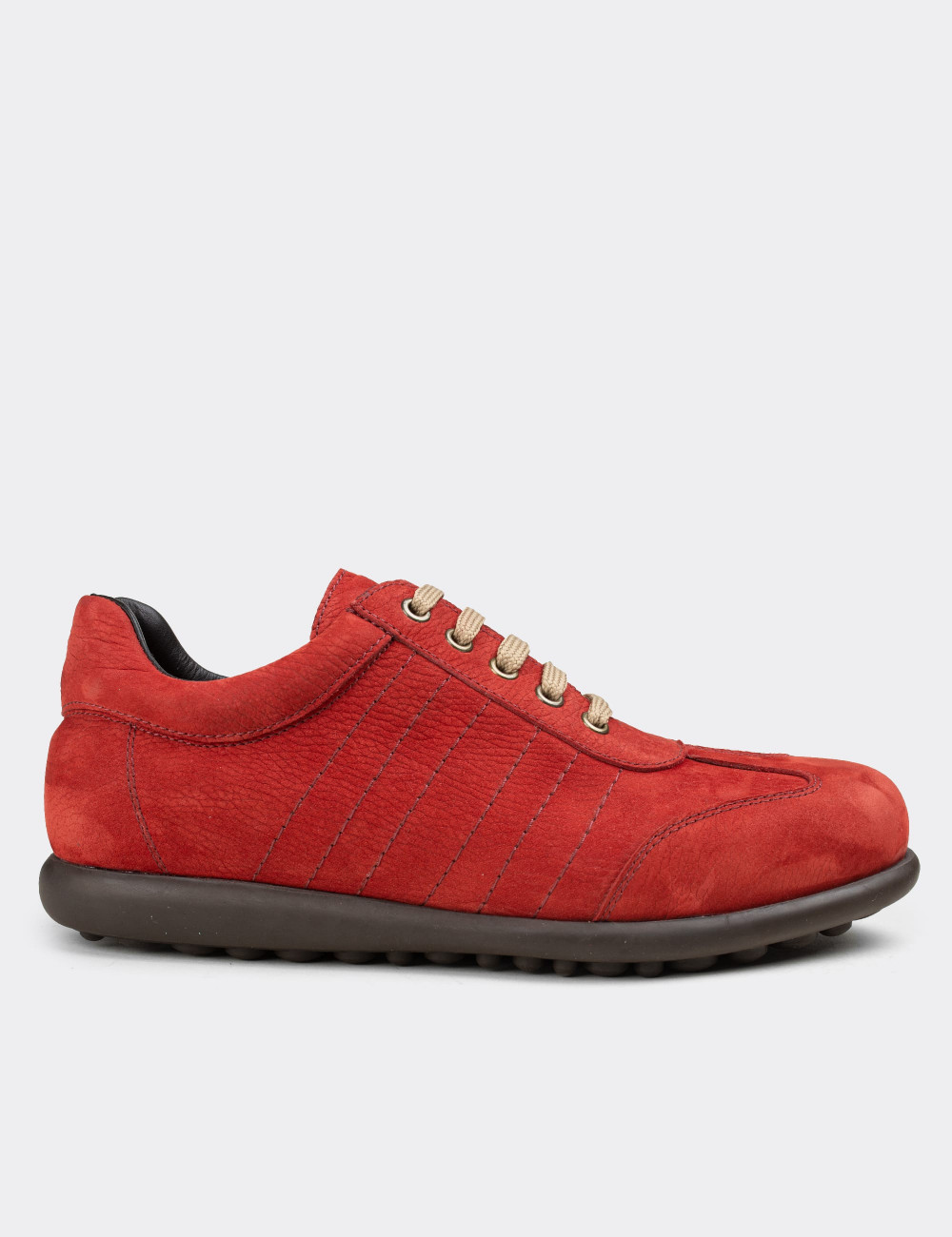 Hakiki Nubuk Kırmızı Günlük Erkek Ayakkabı - 01826MKRMC01