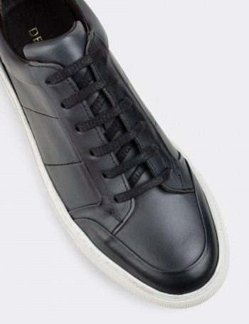 Hakiki Deri Gri Sneaker Erkek Ayakkabı - 01723MGRIC02
