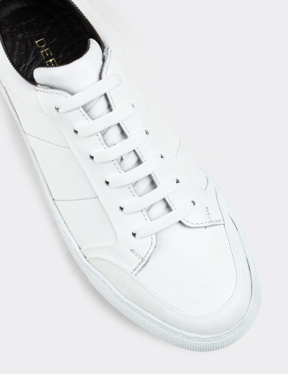 Hakiki Deri Beyaz Sneaker Erkek Ayakkabı - 01723MBYZC02