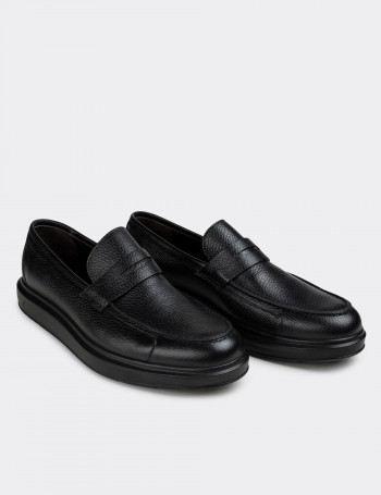 Hakiki Deri Siyah Comfort Loafer Erkek Ayakkabı - 01564MSYHP05