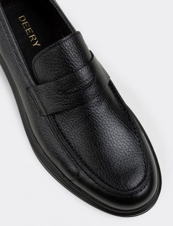 Hakiki Deri Siyah Comfort Loafer Erkek Ayakkabı - 01564MSYHP05