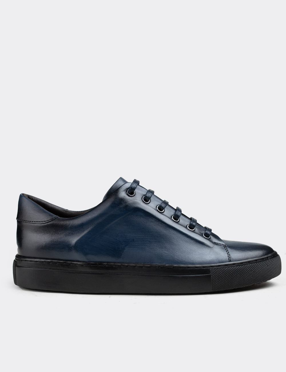 Hakiki Deri Mavi Sneaker Erkek Ayakkabı - 01833MMVIC02