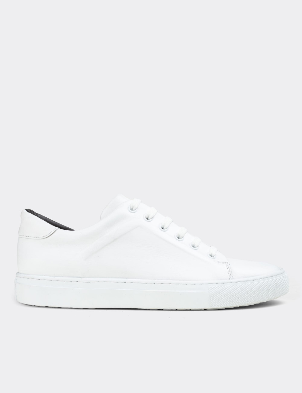 Hakiki Deri Beyaz Sneaker Erkek Ayakkabı - 01833MBYZC01