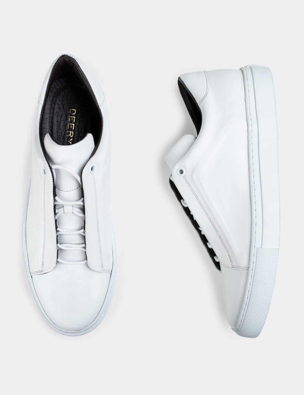 Hakiki Deri Beyaz Sneaker Erkek Ayakkabı - 01831MBYZC01
