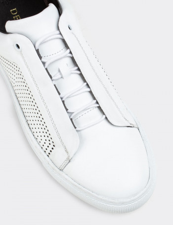 Hakiki Deri Beyaz Sneaker Erkek Ayakkabı - 01834MBYZC01