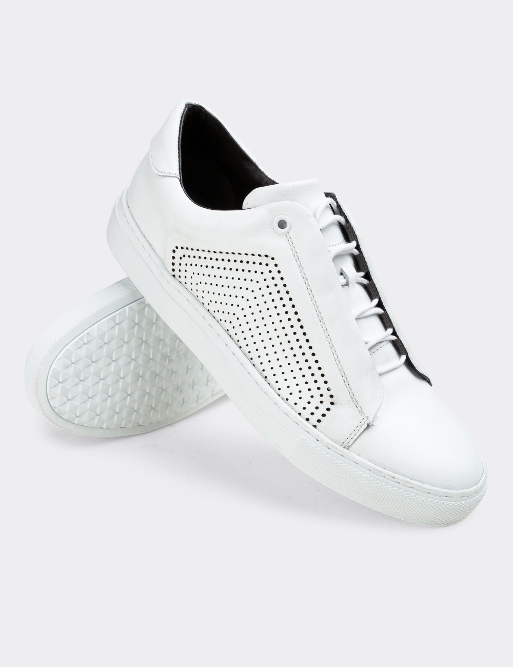 Hakiki Deri Beyaz Sneaker Erkek Ayakkabı - 01834MBYZC01