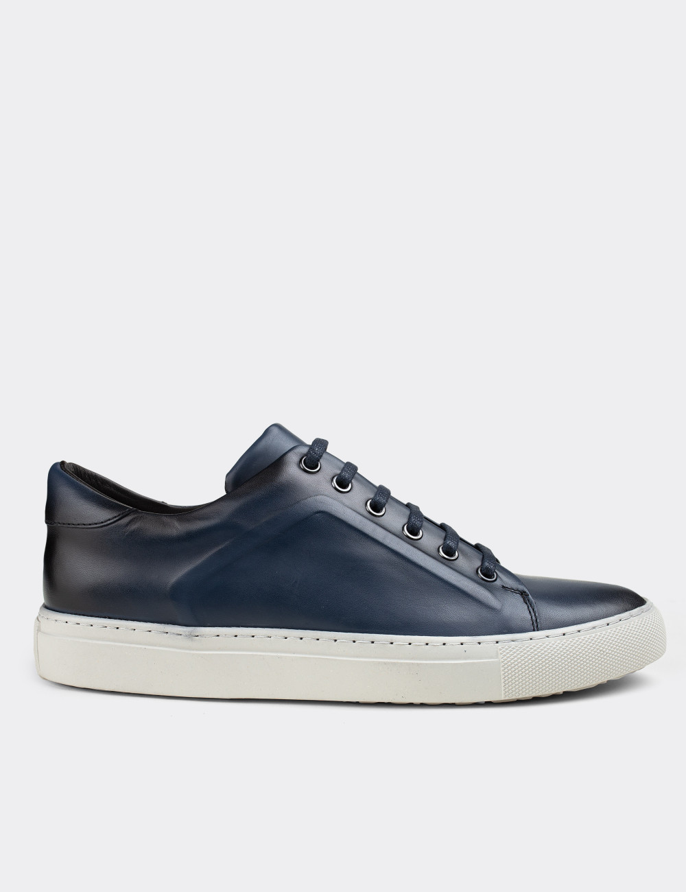 Hakiki Deri Mavi Sneaker Erkek Ayakkabı - 01833MMVIC01