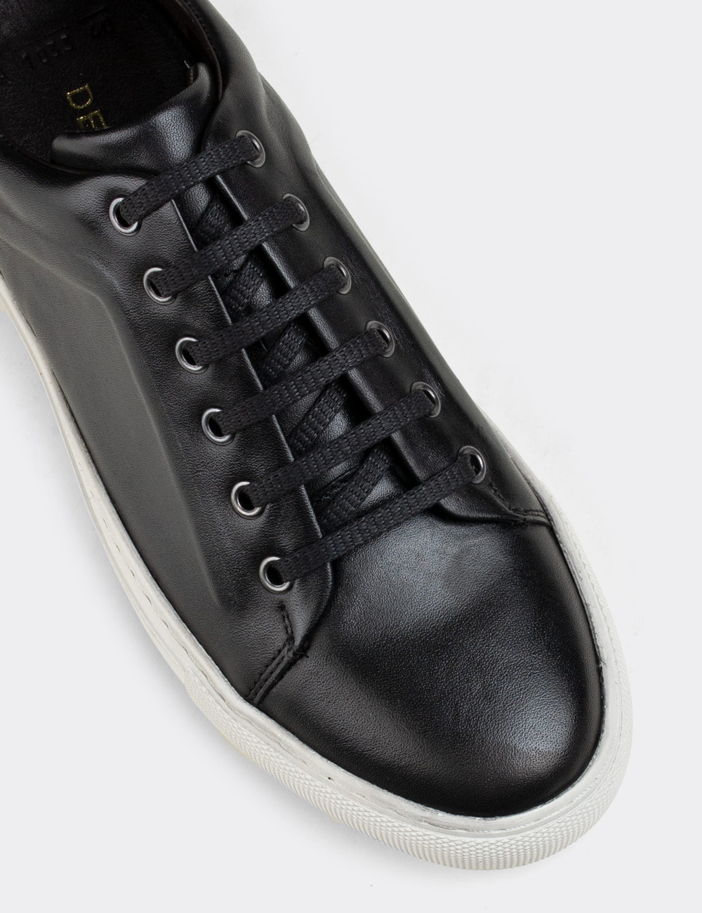 Hakiki Deri Siyah Sneaker Erkek Ayakkabı - 01833MSYHC01