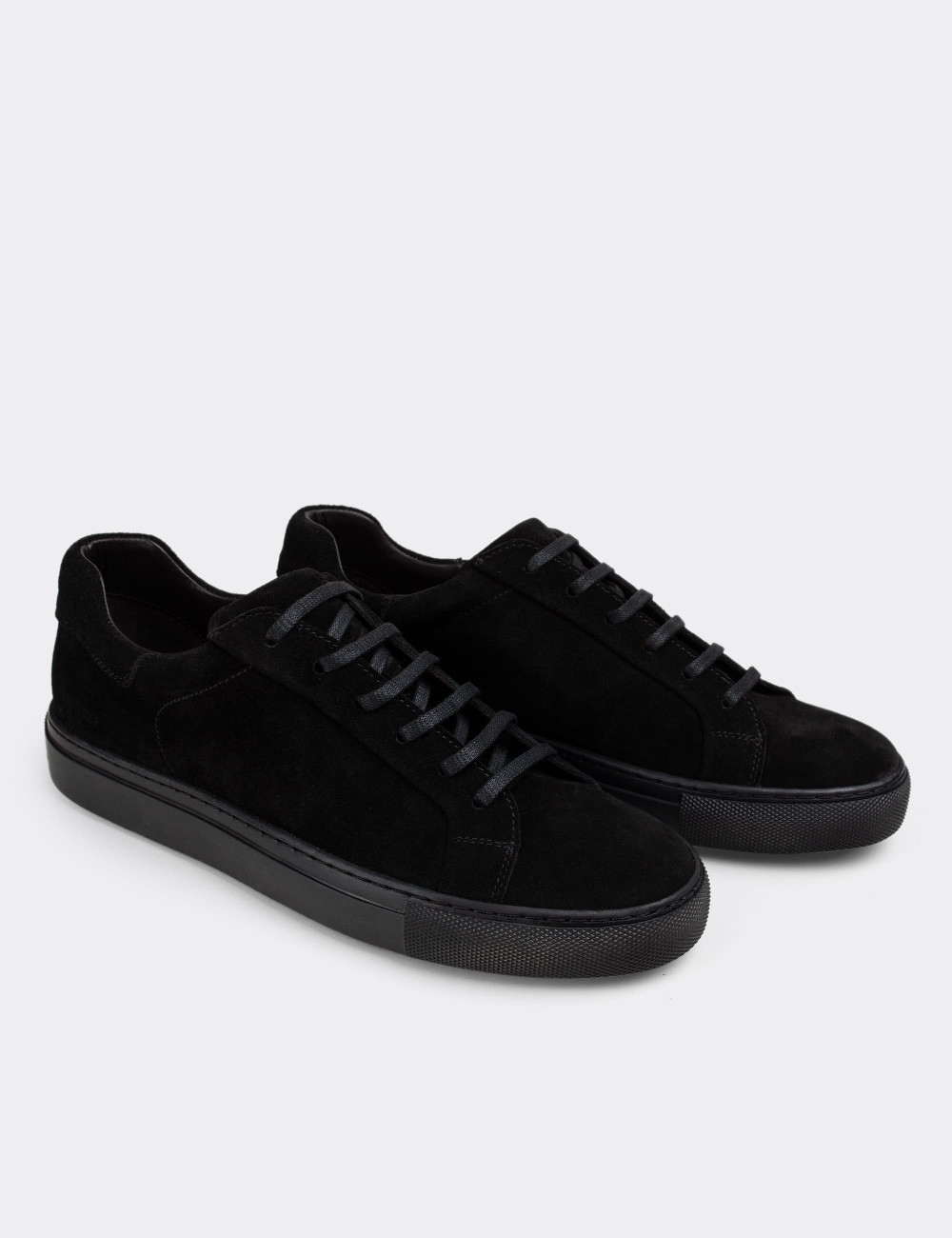 Hakiki Süet Siyah Sneaker Erkek Ayakkabı - 01829MSYHC01