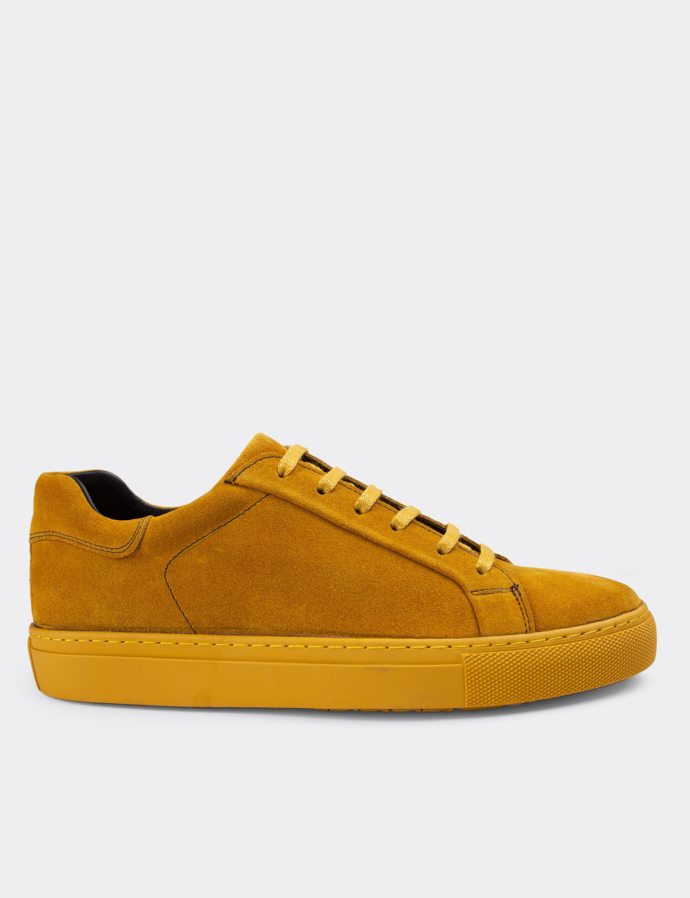 Hakiki Süet Sarı Sneaker Erkek Ayakkabı - 01829MSRIC01