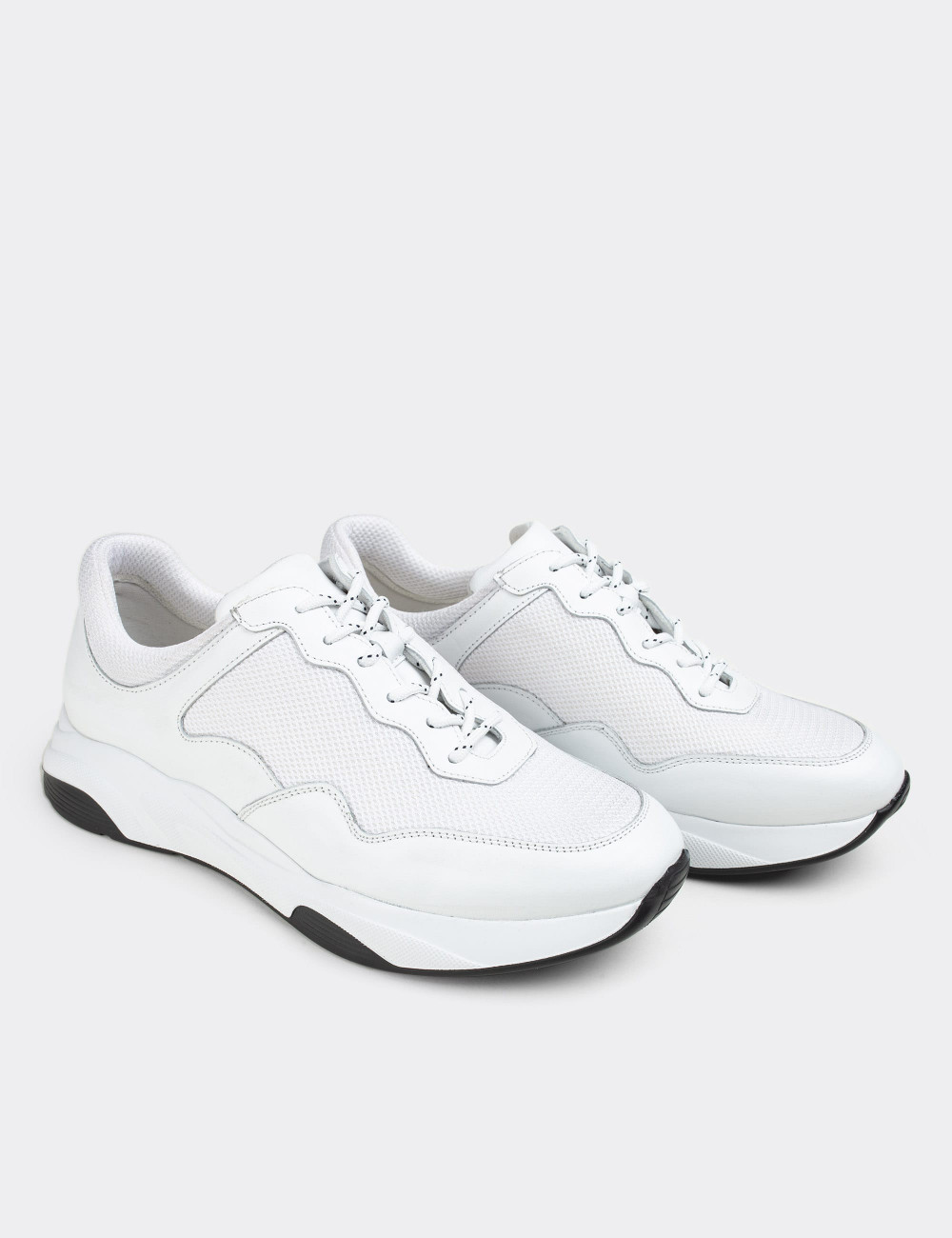 Hakiki Deri Beyaz Sneaker Erkek Ayakkabı - 01725MBYZE01