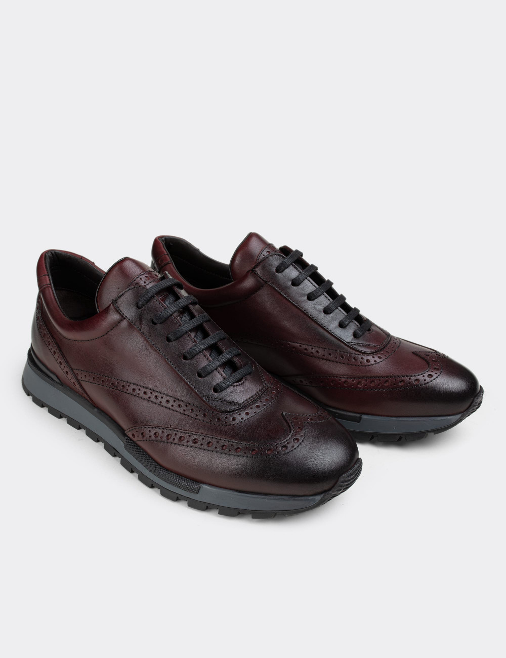 Hakiki Deri Bordo Sneaker Erkek Ayakkabı - 00750MBRDT02