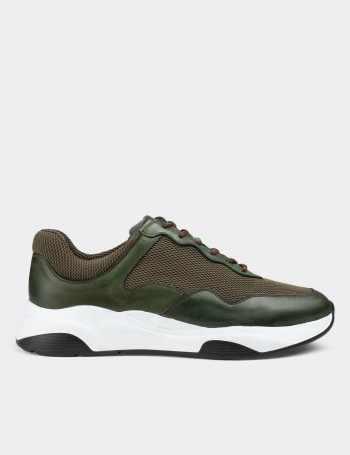 Hakiki Süet Yeşil Sneaker Erkek Ayakkabı - 01725MYSLE02